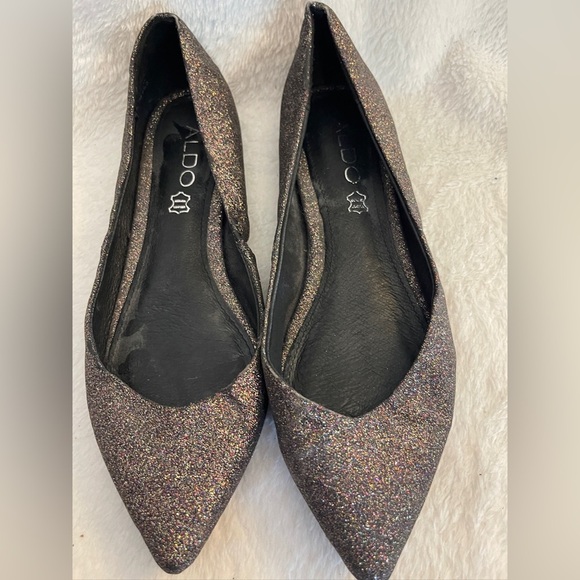 Aldo Shoes - Aldo Black and Silver Sparkle Flats